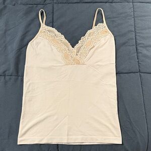 Bebe Beige Camisole with Lace Detail